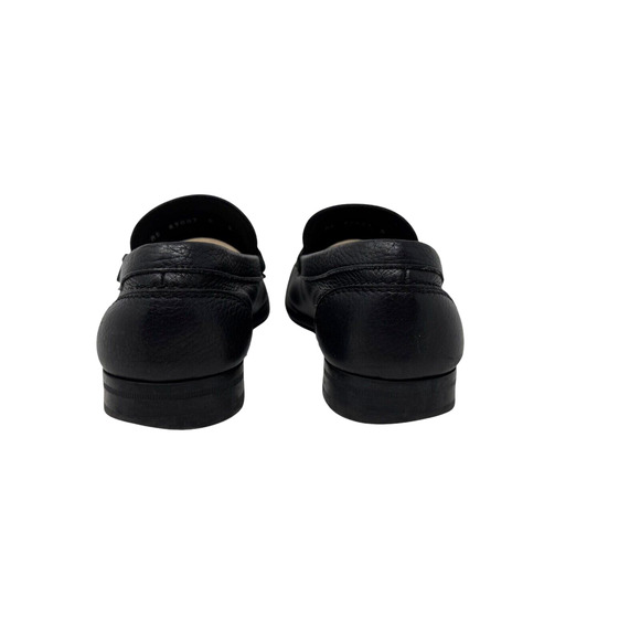 Salvatore Ferragamo Black Leather Men\'s Loafer Shoes Gancini Slip-on Size D 8
